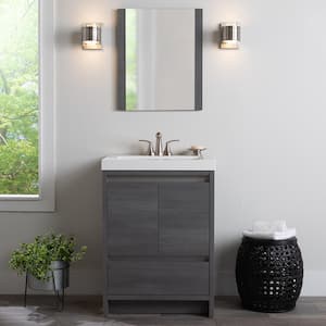 Oakes 25 in. W x 19 in. D x 34 in. H Single Sink Freestanding Bath Vanity in Phantom with White Cultured Marble Top