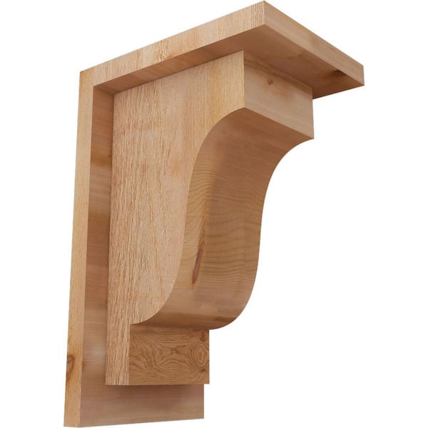 Ekena Millwork 6 in. x 8 in. x 12 in. Newport Rough Sawn Western Red Cedar Corbel with Backplate