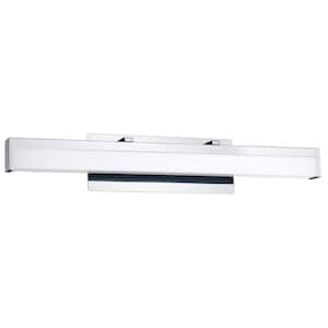 Hemlock 27.50 in. W x 5 in. H Chrome LED Bathroom Vanity Light with White Acrylic Shade