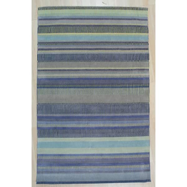 EORC Stripe/LAVENDOR Hand Knotted Wool Modern Knotted Strpied Rug, 6' x 9', Area Rug