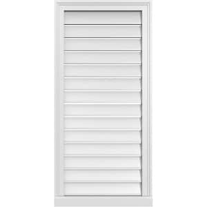 20 in. x 42 in. Vertical Surface Mount PVC Gable Vent: Functional with Brickmould Sill Frame