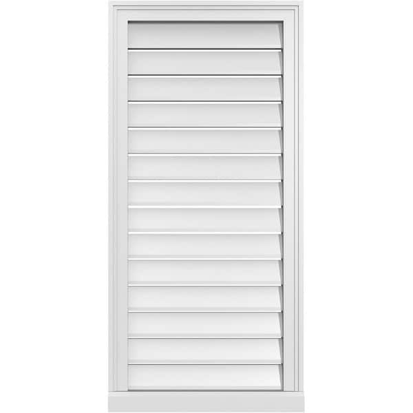 Ekena Millwork 20 in. x 42 in. Vertical Surface Mount PVC Gable Vent: Functional with Brickmould Sill Frame