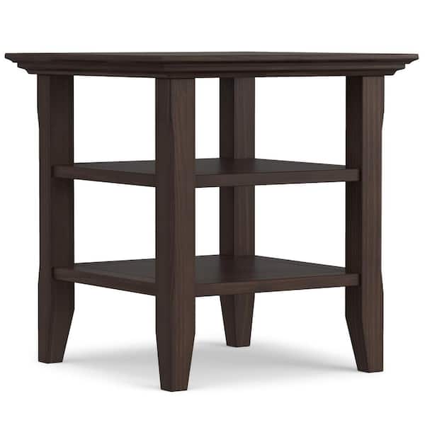Acadian Solid Wood 19 in. Wide Square Transitional End Table in Warm Walnut Brown