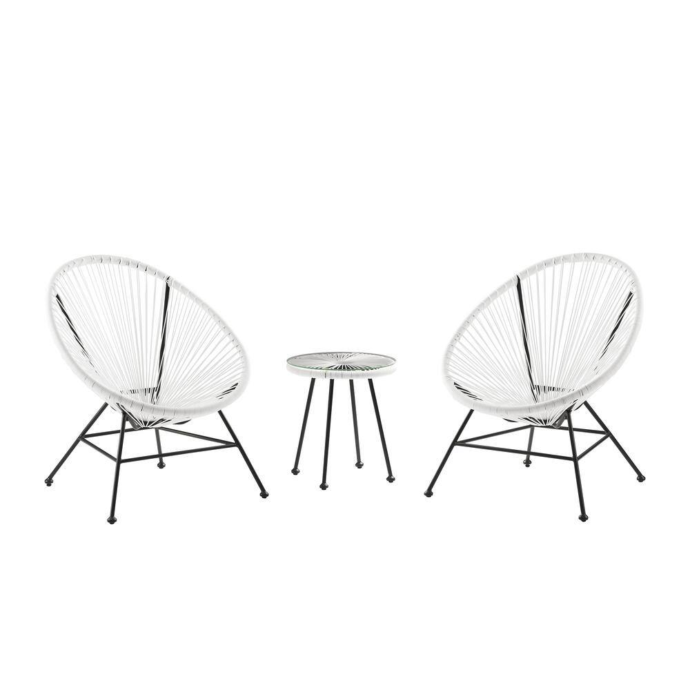 Linon Home Decor Maisie Black Steel Frame with White seating 3Piece