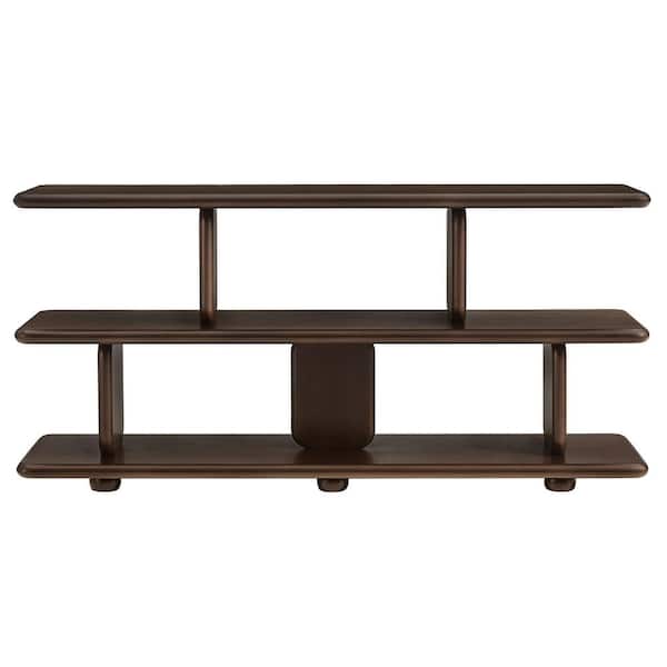 Lyle 28.5 in. Tall Wood in Walnut Sculptural 2-Tier Bookcase