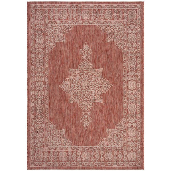 SAFAVIEH Courtyard Rust/Ivory 5 ft. x 8 ft. Indoor/Outdoor Area Rug