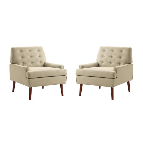 ARTFUL LIVING DESIGN Juego Tan Polyester Accent Chair with Tufted Back (Set of 2)