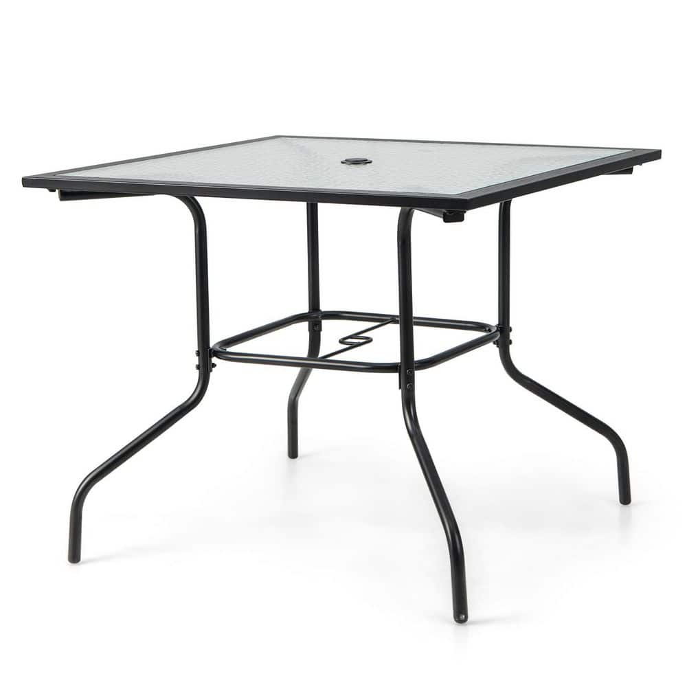 35 in. Patio Dining Table with 1.5 in. Umbrella Hole without Umbrella