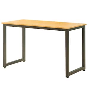 47 in. Natural Wooden Writing Desk Homes Office Table with Sturdy Metal Frame