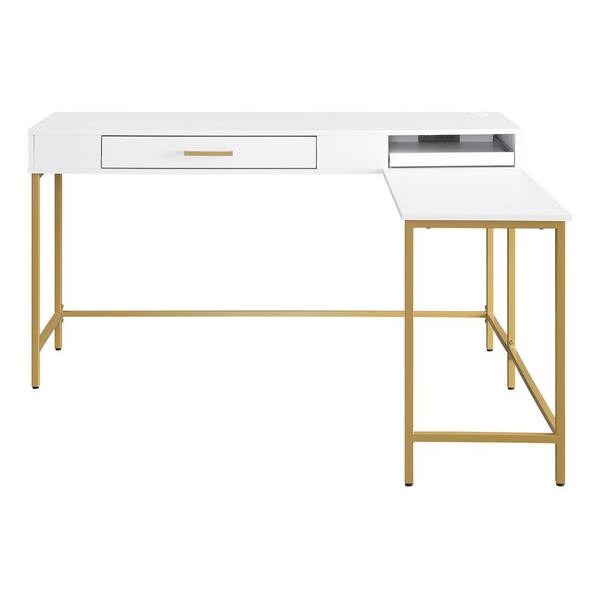 white laminate desk with drawers