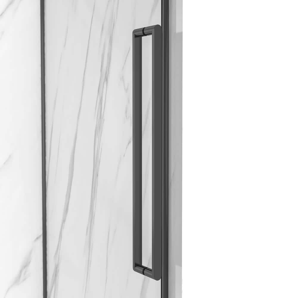 Alexandria 60" Black Framed Sliding Shower Kit with Clear Glass