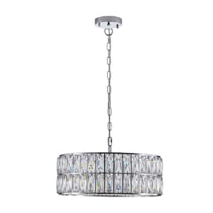 6-Light Chrome Modern Luxury Crystal Chandelier for Dining Room Bedroom Living Room with No Bulbs Included