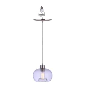 Instant Pendant Light 6 In. Brushed Nickel Recessed Light Conversion Kit with Seeded Clear Glass Globe Shade