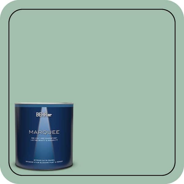 BEHR MARQUEE 1 qt. #MQ6-13 Spring Reflection One-Coat Hide Satin Enamel Interior Paint & Primer