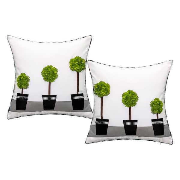 Indoor & Outdoor Modern Dimensional Topiary 18x18 Decorative Pillow 2-Pack Set