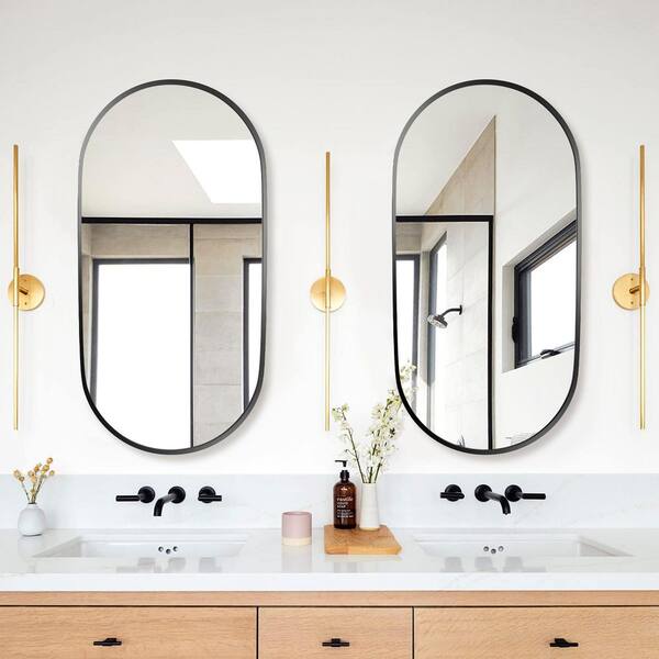Zeafive 39.4 in. W x 25.6 in. H Silver Framed Oval Bathroom Vanity
