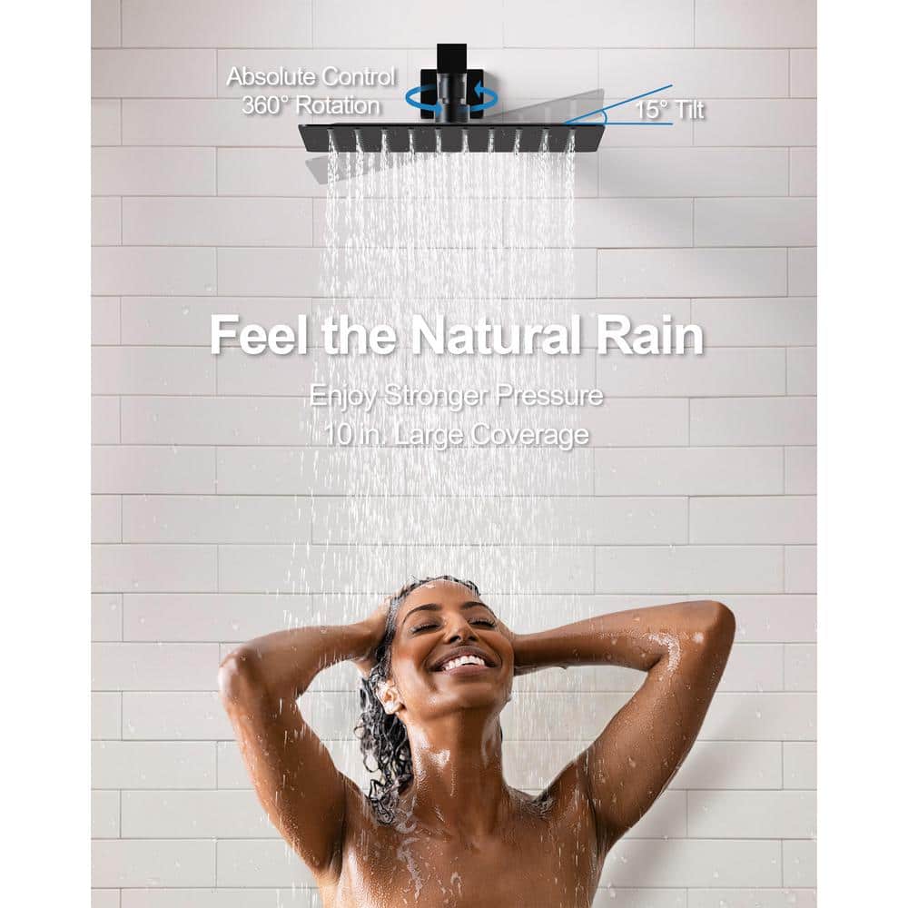 Matte Black Adjustable Rain Shower Head System with Handheld