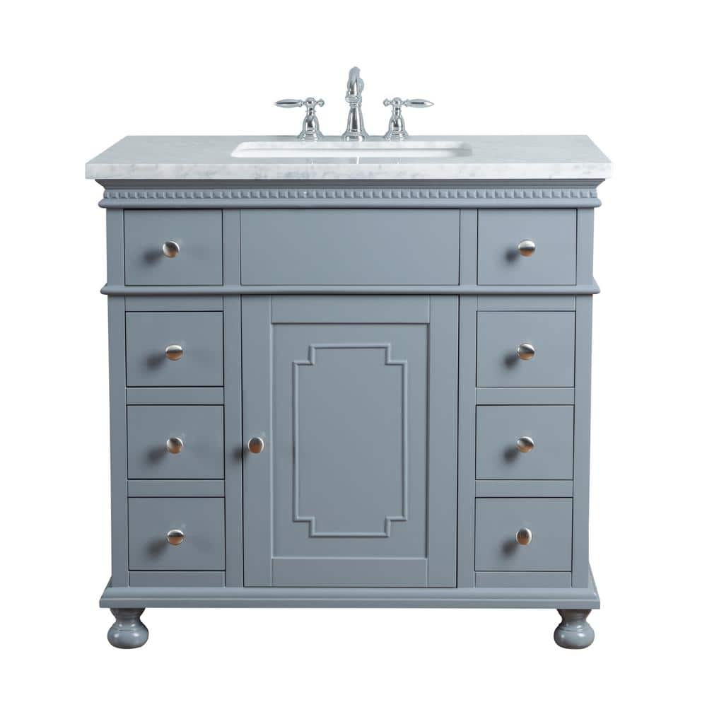 Stufurhome 36 In Abigail Embellished Single Sink Vanity In Grey With   Stufurhome Bathroom Vanities With Tops Hd 1013g 36 Cr 64 1000 