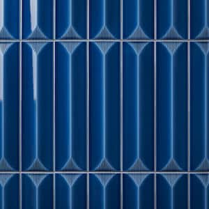 Colorwave Inflex Nautical Blue 4.43 in. x 17.62 in. Polished Crackled Ceramic Wall Tile (6.53 Sq. Ft./Case)