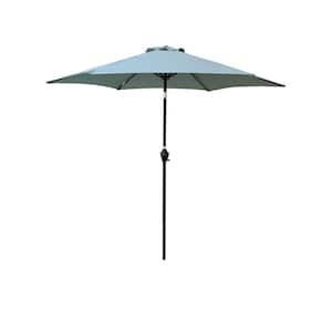 9 ft. Market Patio Umbrella in Frosty Green with Crank, Push Button Tilt for Porch, Balcony, Garden, Pool