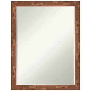 Fresco Light Pecan 20.5 in. x 26.5 in. Petite Bevel Farmhouse Rectangle Wood Framed Bathroom Wall Mirror in Brown