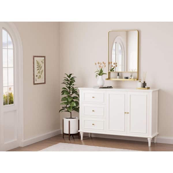 KeonJinn 18 in. W x 28 in. H Rectangular Framed Gold Mirror Metal