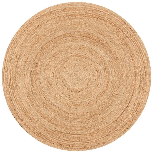 Natural Fiber Beige 11 ft. x 11 ft. Solid Color Round Area Rug