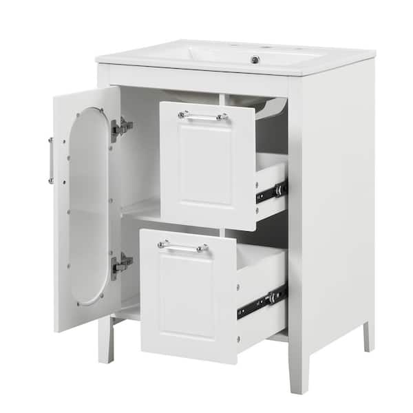 COWLOWN 24 in. W x 18.3 in. D x 33.2 in. H Bathroom White Linen Cabinet