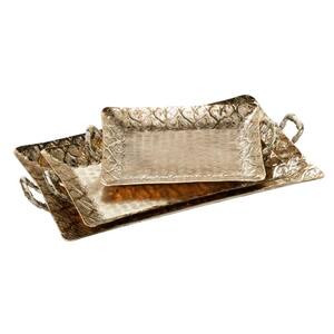 Gold Aluminum Traditional Tray (Set of 3)