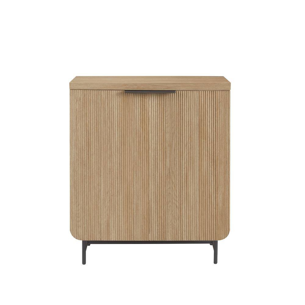 32" Coastal Oak and Black Fluted-Door Accent Cabinet