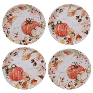 Harvest Splash 4-Piece Country/Cottage Multi-Colored Earthenware 9 in. Salad Plate Set (Service for 4)