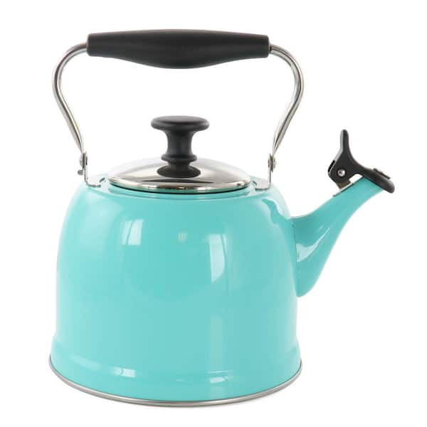 MARTHA STEWART Lily Pond 2.2 qt. Stainless Steel Tea Kettle in Teal