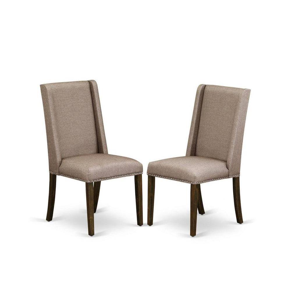 Linen White and Distressed Jacobean 5-Piece Dining Set with Dark Khaki Chairs