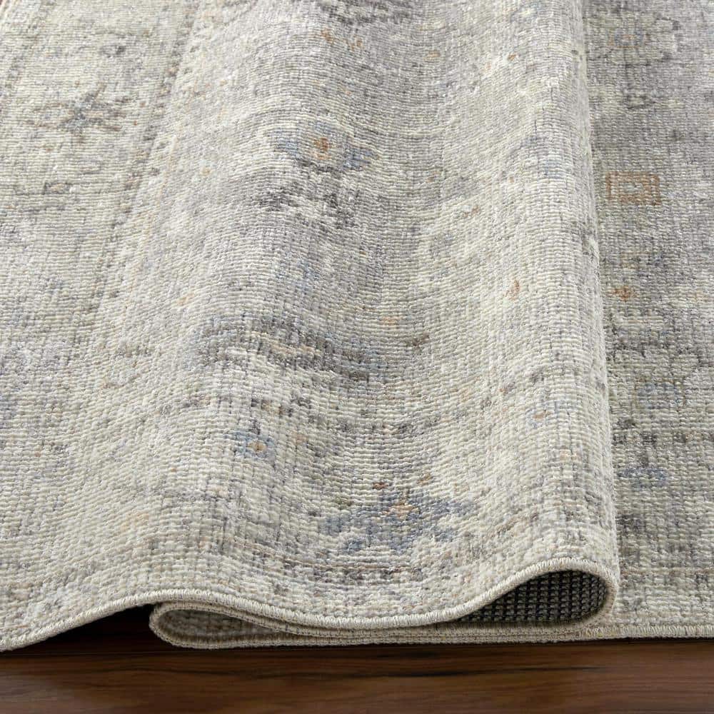 Feather Gray Synthetic Runner Rug, 2'7" x 7'3"
