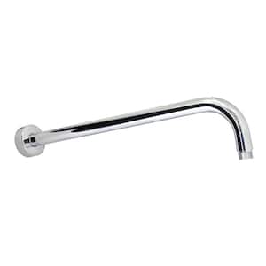 15 In. Long Rain Shower Arm with Flange in Polished Chrome - Made of Solid Brass