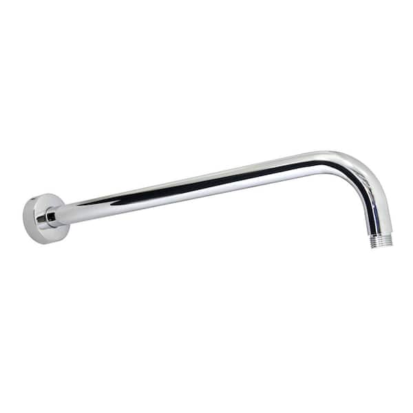 MODONA 15 In. Long Rain Shower Arm with Flange in Polished Chrome - Made of Solid Brass