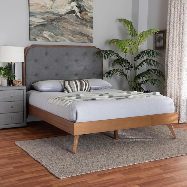 Baxton Studio Lorana Grey Wood Frame Queen Platform Bed