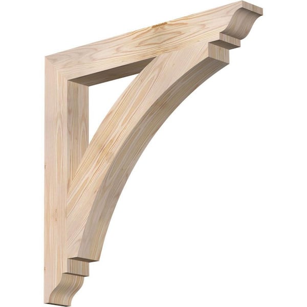 Ekena Millwork 3.5 in. x 28 in. x 28 in. Douglas Fir Thorton Traditional Smooth Bracket