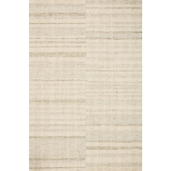 Chris Loves Julia Chris Collection Natural/Sage 7 ft. 9 in. x 9 ft. 9 in. Modern Hand Tufted Wool Area Rug