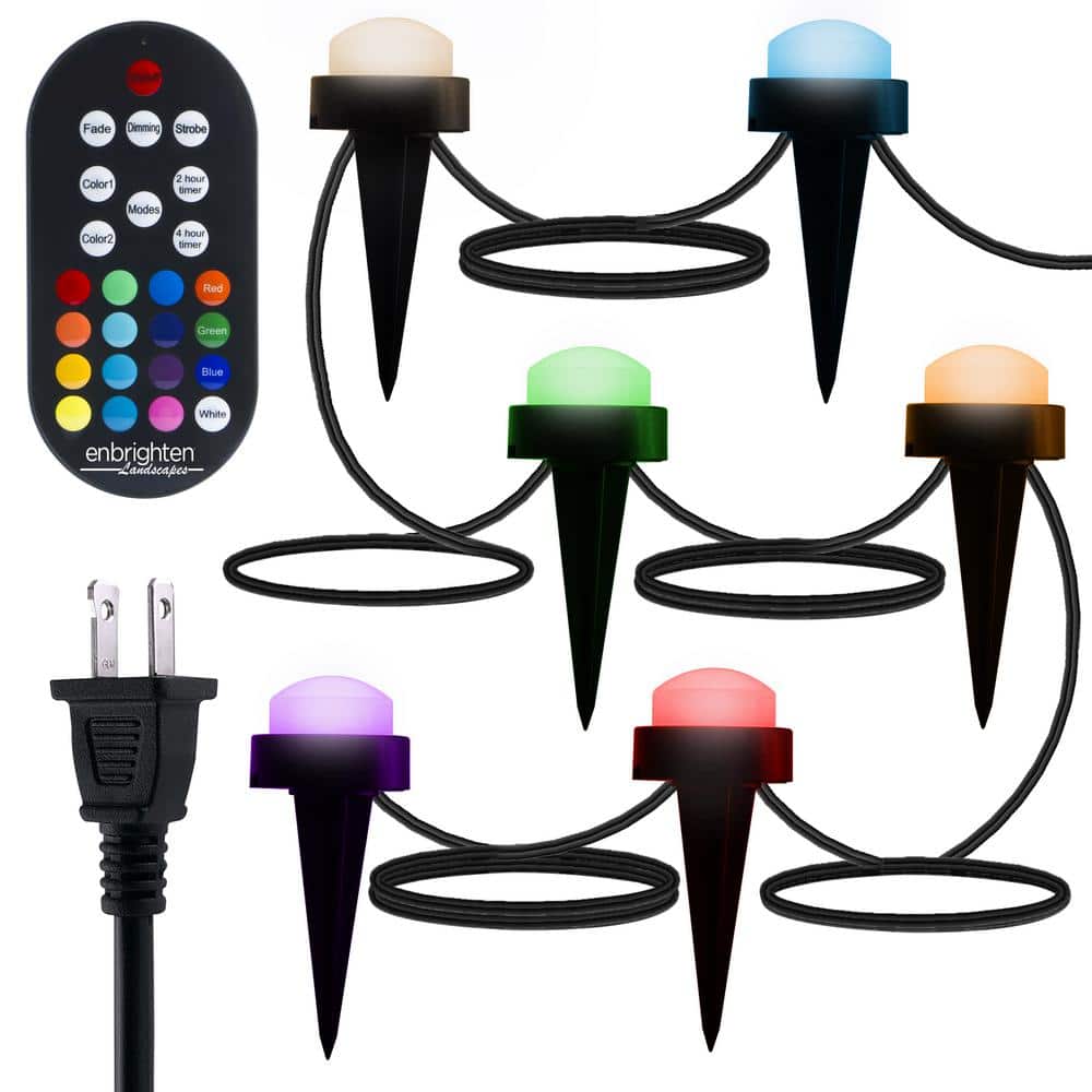 Black LED Color Changing Pathway Lights with Remote Control