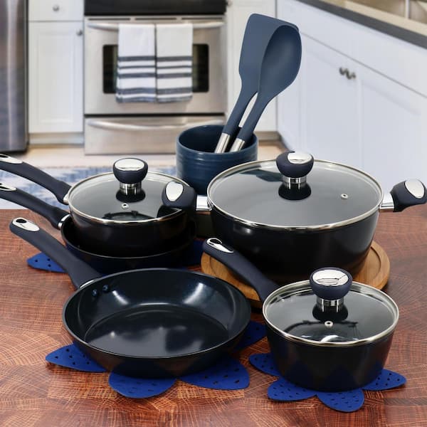 Oster Hawke 14-Piece Aluminum Ceramic Nonstick Cookware Set in