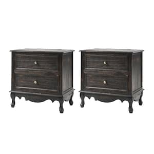 Elpenor 24 in. Wx16 in. Dx24 in. H Tall 2 - Drawer Charcoal Nightstand Set of 2