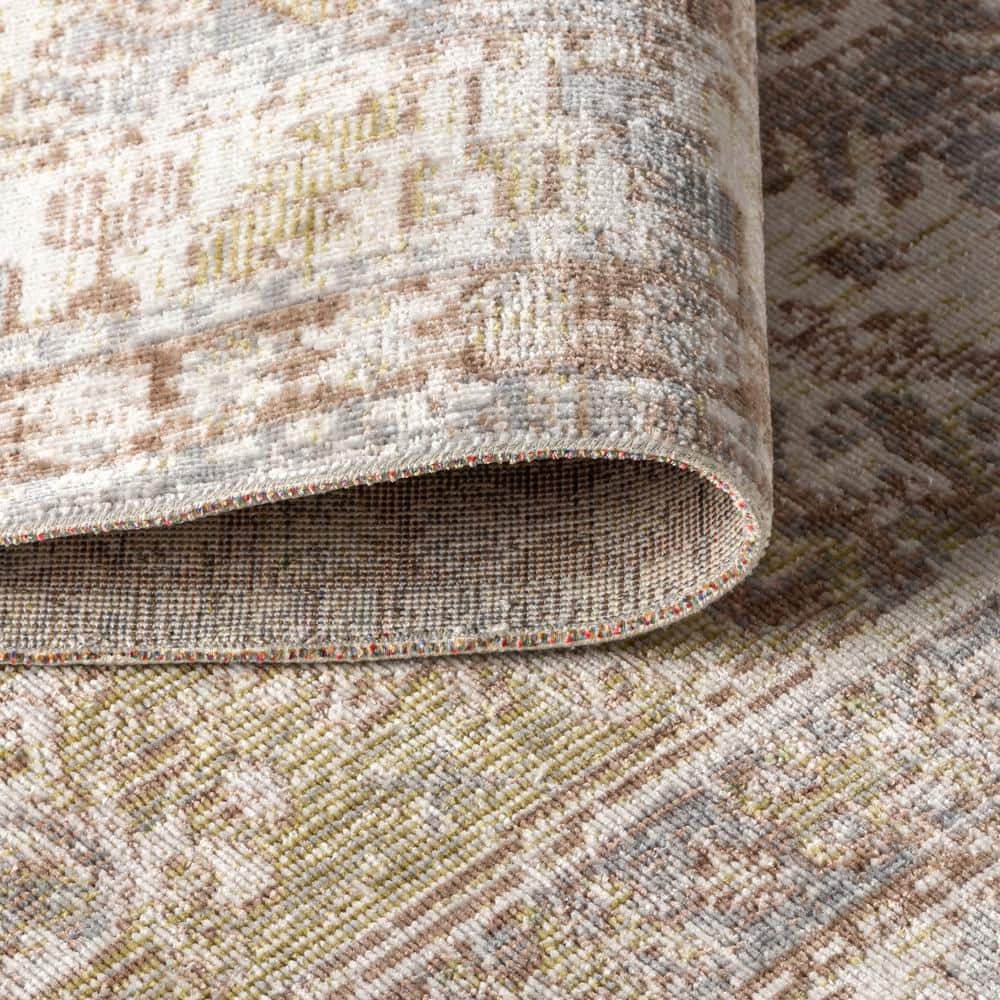 3'x5' Darija Medallion Synthetic Area Rug, Stain-Resistant Gray