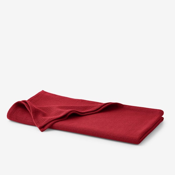 The Company Store Cotton Weave Red Solid Woven Throw Blanket