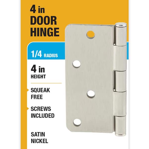 Everbilt 4 in. x 1/4 in. Radius Satin Nickel Squeak-Free Door