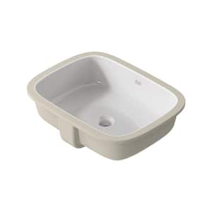 Aspirations Undermount Rectangular Bathroom Sink with Overflow Drain in White Vitreous China