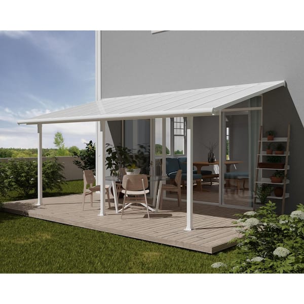 Olympia 10 ft. x 20 ft. White/White Aluminum Patio Cover