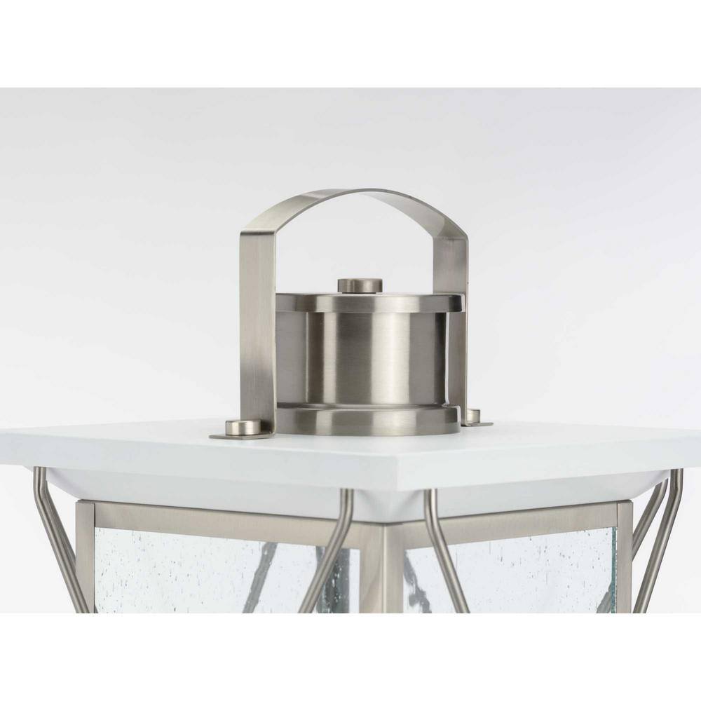 Barlowe Stainless Steel Outdoor Post Lantern with Clear Seeded Glass