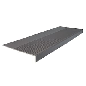 Light Duty Ribbed Design Charcoal 12-1/4 in. x 48 in. Rubber Square Nose Stair Tread