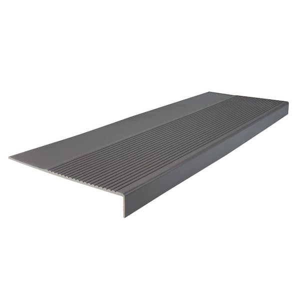 ROPPE Light Duty Ribbed Design Charcoal 12-1/4 in. x 48 in. Rubber Square Nose Stair Tread
